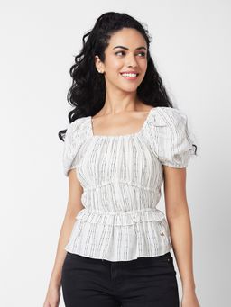 Spykar - Women White Stripes Top