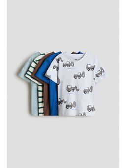H&M - Boys Blue 5-Pack Jersey T-Shirts