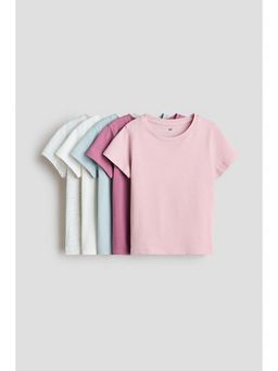 H&M - Girls White 5-Pack T-Shirts