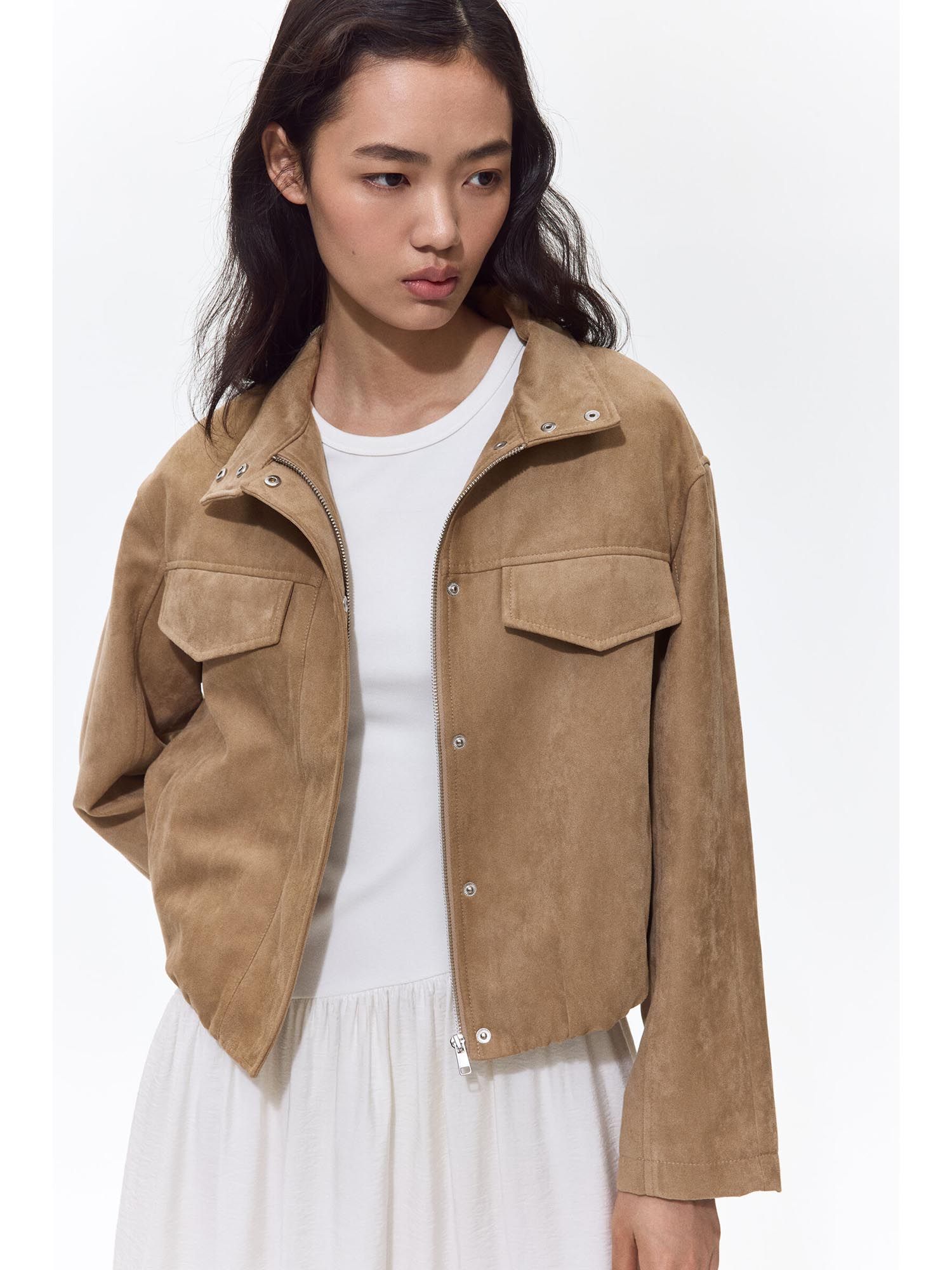 h&m Women Beige Coated Jacket-picture-42