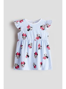 H&M - Girls Blue Printed Cotton Dress