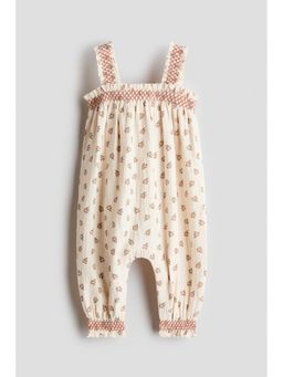 H&M - Girls Beige Patterned Cotton Romper Suit