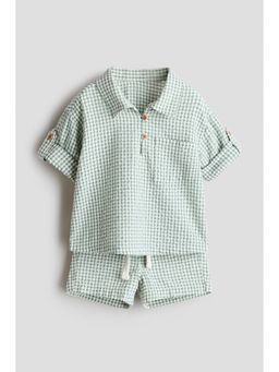 H&M - Boys Green 2-Piece Cotton Seersucker Set
