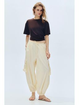 H&M - Women Beige Balloon Cargo Trousers