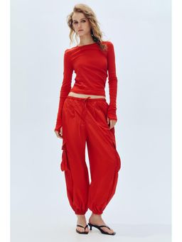 H&M - Women Red Balloon Cargo Trousers