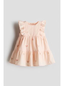 H&M - Girls Orange Embroidery-Detail Cotton Dress