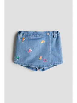 H&M - Girls Blue Embroidery-Detail Denim Skort