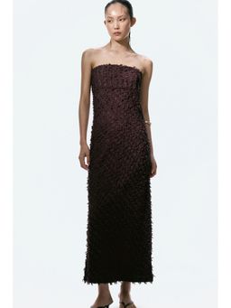H&M - Women Brown Frayed Bandeau Dress