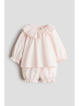 H&M - Girls Pink 2-Piece Cotton Plumeti Set