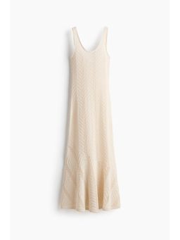H&M - Women Beige Crochet-Look Midi Dress