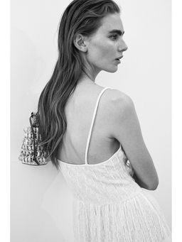 H&M - Women White Crinkled Strappy Dress