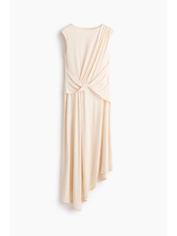 H&M - Women Beige Asymmetric Twist-Detail Dress