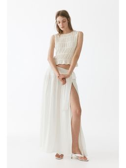 H&M - Women White Smocked Jersey Top