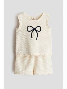 H&M - Girls White 2-Piece Pointelle-Knit Cotton Set