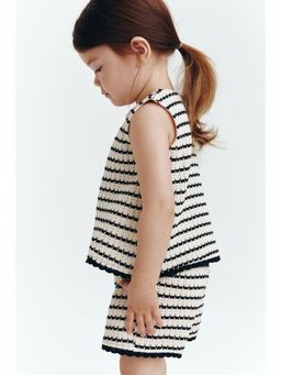 H&M - Girls White 2-Piece Textured-Knit Set
