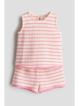 H&M - Girls Pink 2-Piece Textured-Knit Set