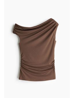 H&M - Women Brown Draped One-Shoulder Top