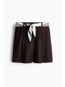 H&M - Women Brown Belted Tailored Shorts