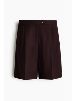 H&M - Women Brown Linen-Blend Bermuda Shorts