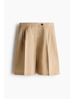 H&M - Women Beige Linen-Blend Bermuda Shorts