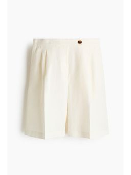 H&M - Women White Linen-Blend Bermuda Shorts