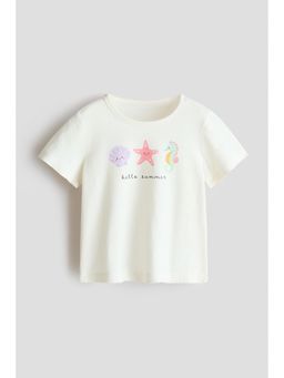 H&M - Girls White Printed Top