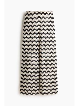H&M - Women Black Wide Textured-Knit Trousers