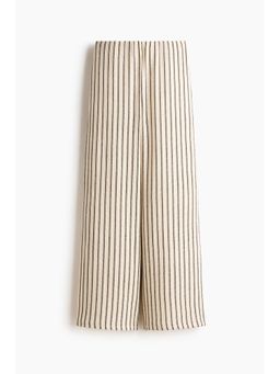 H&M - Women White Wide Textured-Knit Trousers