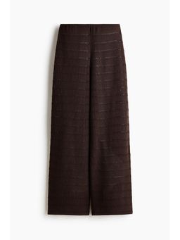 H&M - Women Brown Wide Textured-Knit Trousers