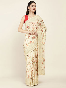 Soch - Embellished Chiffon Saree with Unstitched Blouse