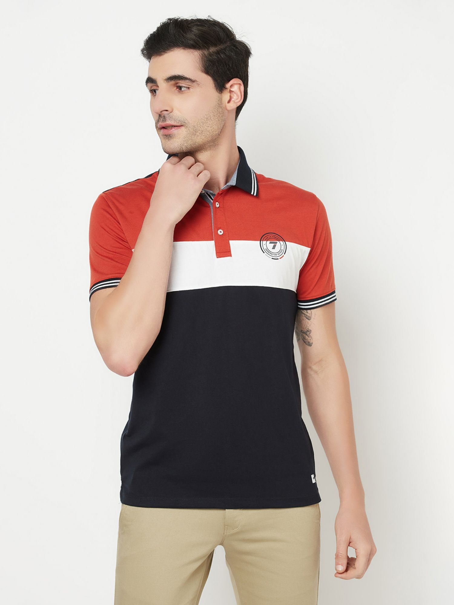 Buy Octave Men Rust Polo Collar T-Shirt 