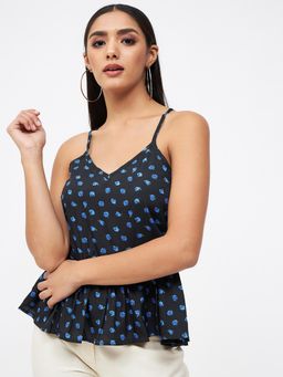 Kibo - Black Polyester Crop Top