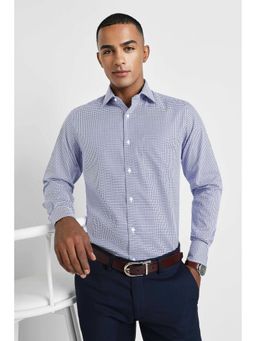 Allen Solly - Men Navy Regular Fit Print Full Sleeves Formal Shirt