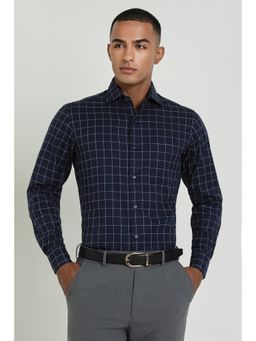 Allen Solly - Men Navy Regular Fit Check Full Sleeves Formal Shirt