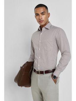 Allen Solly - Men Brown Regular Fit Check Full Sleeves Formal Shirt