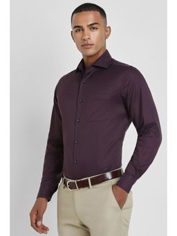 Allen Solly - Men Purple Regular Fit Self Design Full Sleeves Formal Shirt