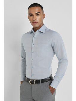 Allen Solly - Men Blue Slim Fit Textured Full Sleeves Formal Shirt