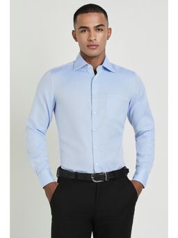 Allen Solly - Men Blue Slim Fit Textured Full Sleeves Formal Shirt