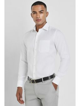 Allen Solly - Men White Slim Fit Self Design Full Sleeves Formal Shirt
