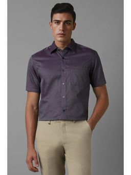 Louis Philippe - Men Purple Classic Fit Print Half Sleeves Formal Shirt