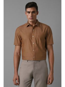 Louis Philippe - Men Brown Classic Fit Print Half Sleeves Formal Shirt