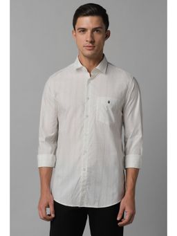 Louis Philippe - Men White Super Slim Fit Print Full Sleeves Casual Shirt