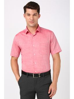 Peter England - Men Pink Regular Fit Textured Formal Shirt