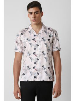 Van Heusen - Men Pink Slim Fit Print Half Sleeves Party Shirt