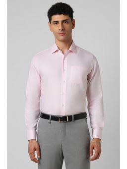 Van Heusen - Men Pink Slim Fit Textured Full Sleeves Formal Shirt