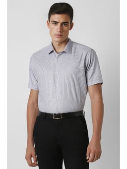 Van Heusen - Men Grey Regular Fit Check Half Sleeves Formal Shirt