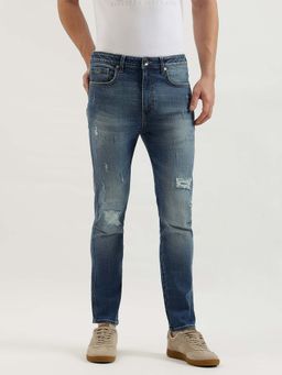 United Colors of Benetton - Men Blue Solid Slim Distress Jeans
