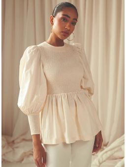 Malie - Peplum Cream Leya Top