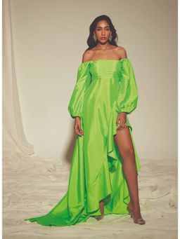 Malie - Off Shoulder Lime Green Pisco Dress