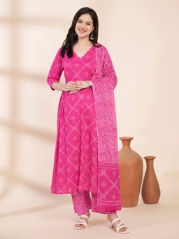 Secret Wish - Pink Cotton Maternity Kurta with Trouser & Dupatta